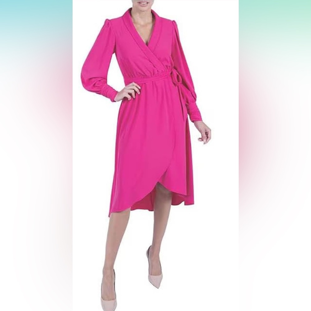 Julia Jordan Fuchsia Long Sleeve Dress